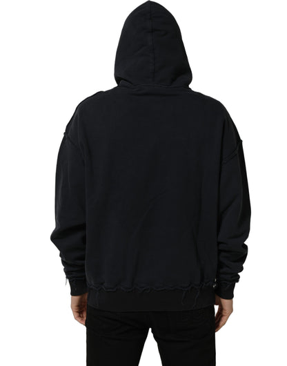 Dolce & Gabbana Black Anchor Print Hooded Sweatshirt Sweater