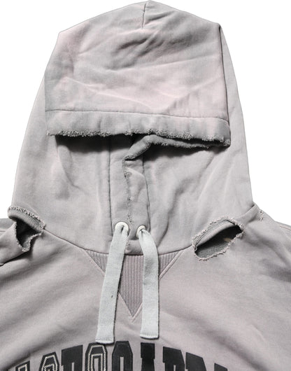 Dolce & Gabbana Gray Graphic Hooded Sweatshirt Men Sweater