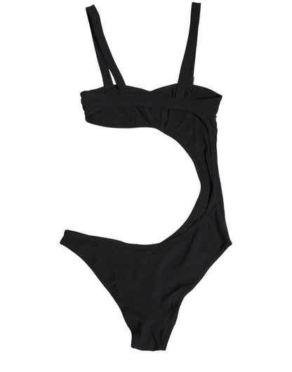 Dolce & Gabbana Black Embellished Cutout Bandeau One Piece Swimwear