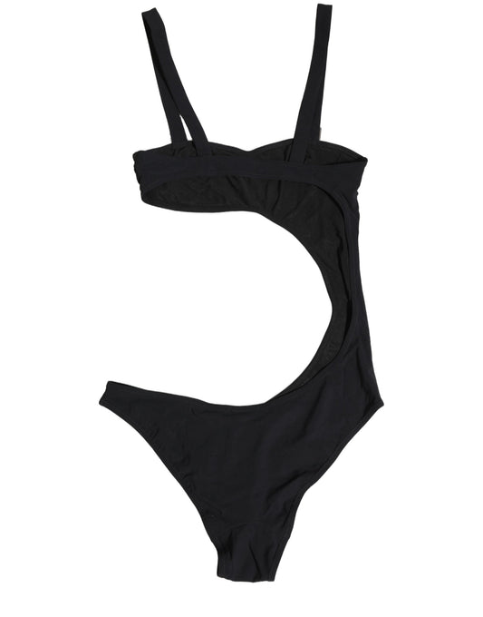 Dolce & Gabbana Black Embellished Cutout Bandeau One Piece Swimwear