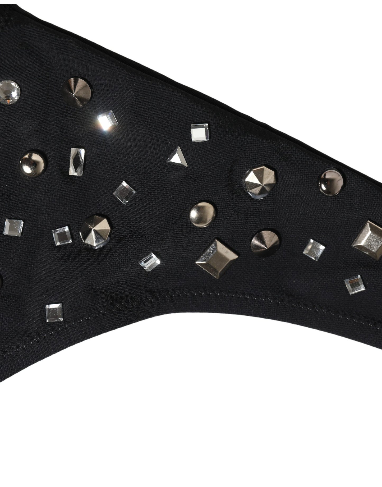 Dolce & Gabbana Black Embellished Cutout Bandeau One Piece Swimwear