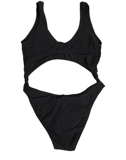 Dolce & Gabbana Black Cutout Logo One Piece Swimsuit Swimwear