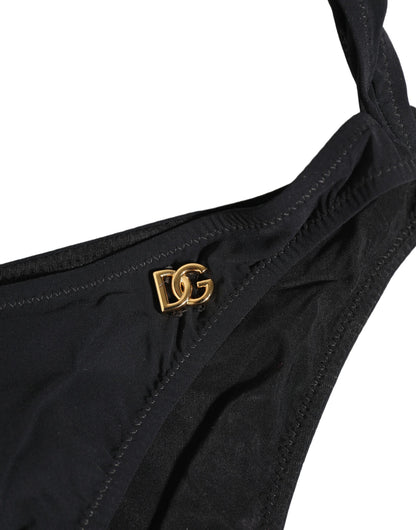 Dolce & Gabbana Black Cutout Logo One Piece Swimsuit Swimwear