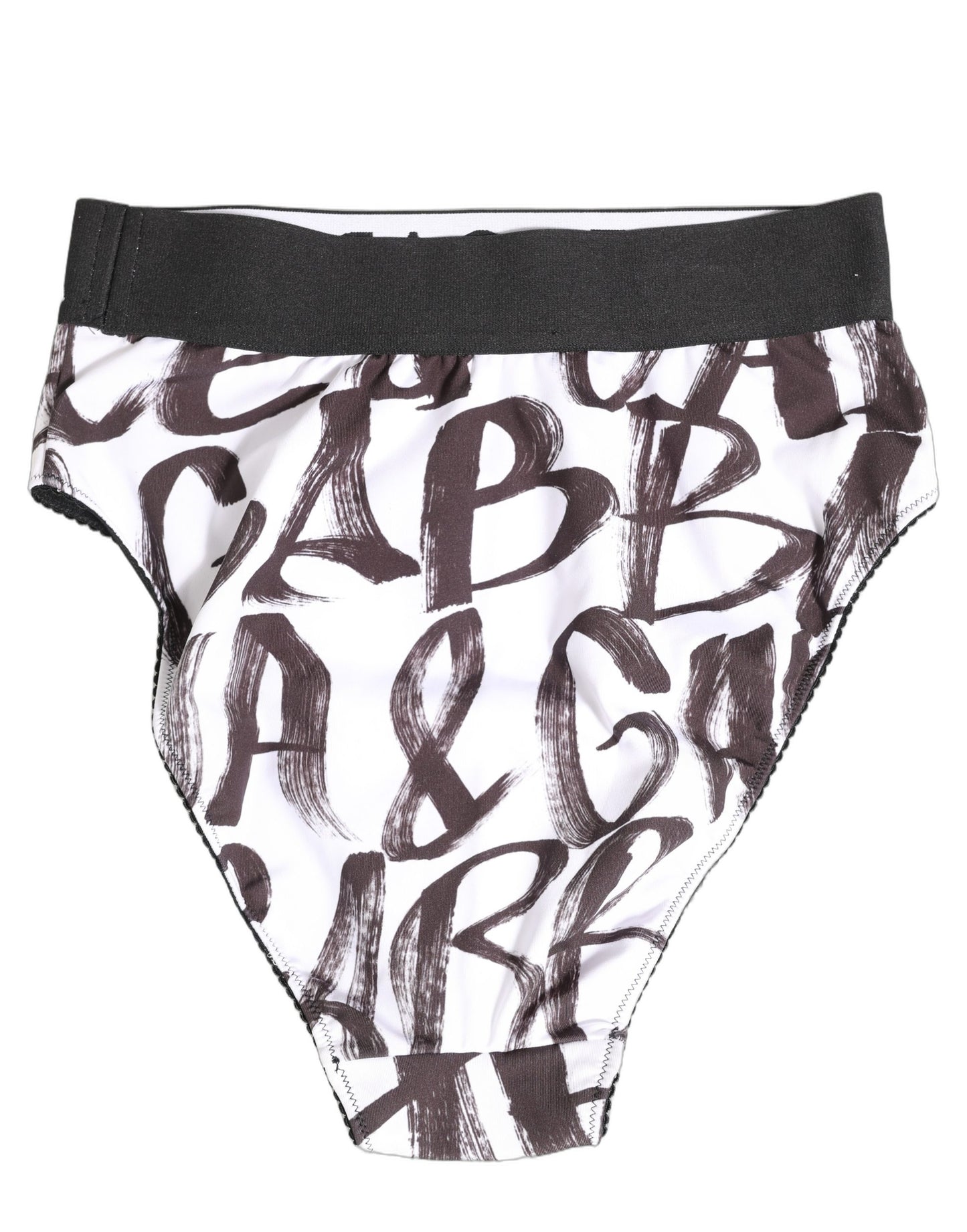 Dolce & Gabbana White Black Graphic Logo High Brief Underwear