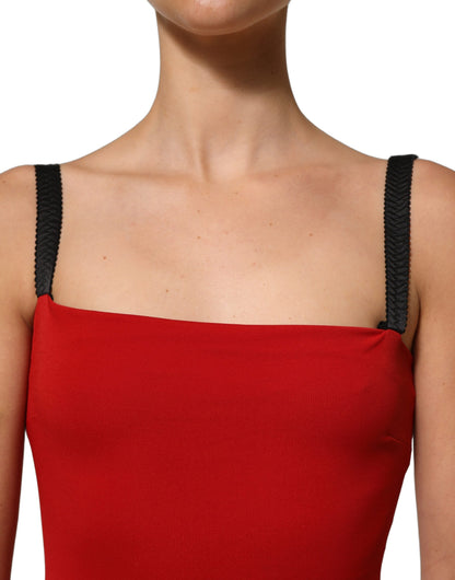 Dolce & Gabbana Women's Sheath Wrap Bodycon Cocktail Sleeveless Silk Viscose Nylon & Elastane Knee Mini Dress - Black Red