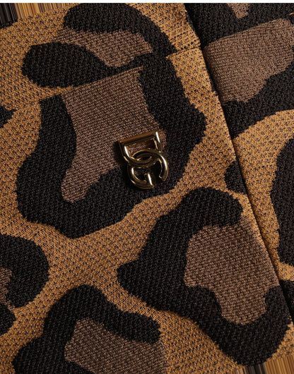 Dolce & Gabbana Brown LeopardPrint Flared A-line Mini Dress