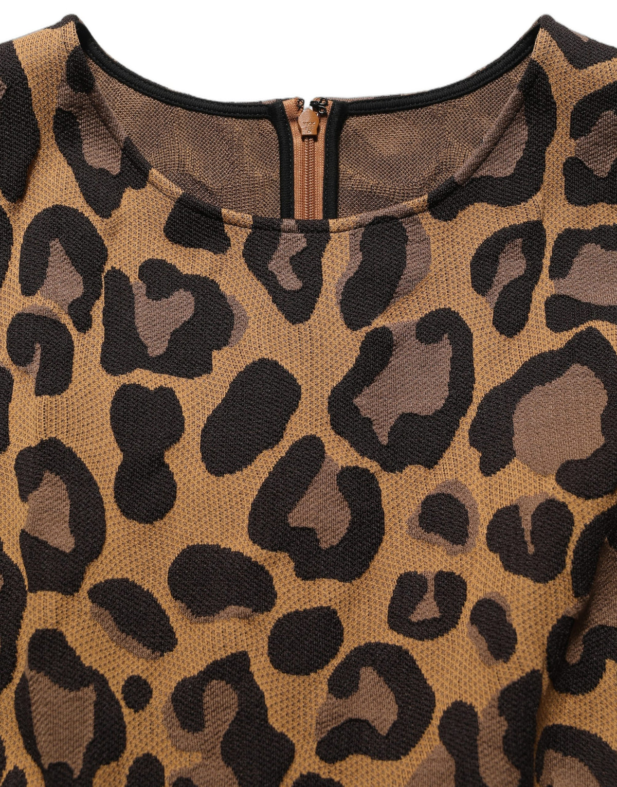 Dolce & Gabbana Women's A Line Flared Cocktail Nylon Cotton Polyester Short Mini Dress - Brown Leopard Print Jacquard Print