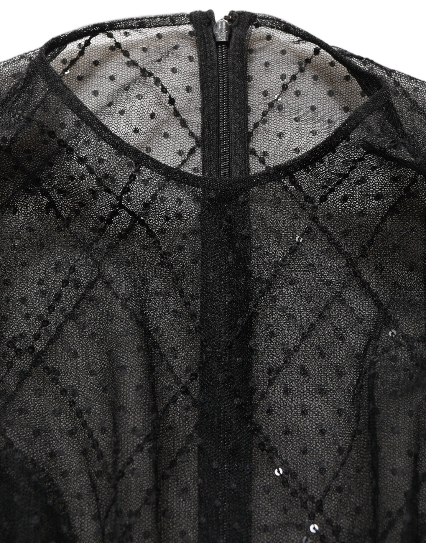 Dolce & Gabbana Black Mesh Lace Long Sleeved Maxi Gown Dress