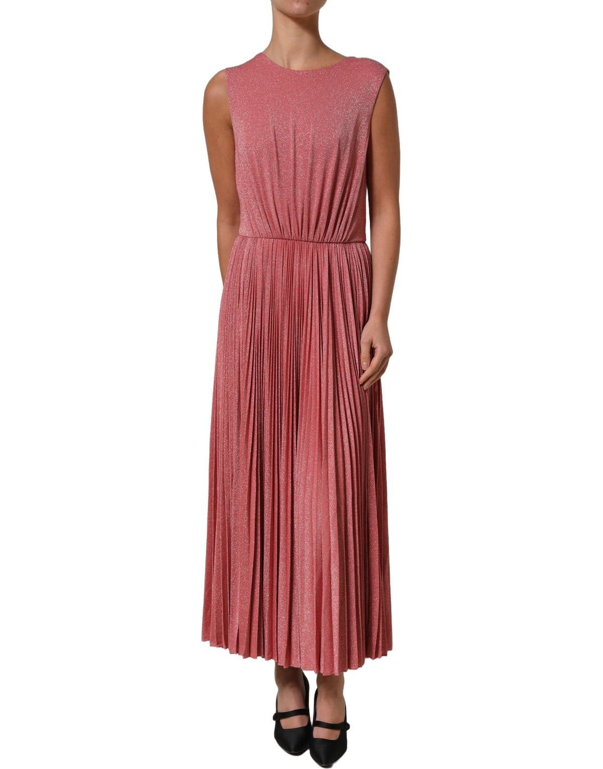Dolce & Gabbana Women's Sleeveless Elastane Nylon Polyester & Viscose Maxi Midi Long Dress - Coral Pink