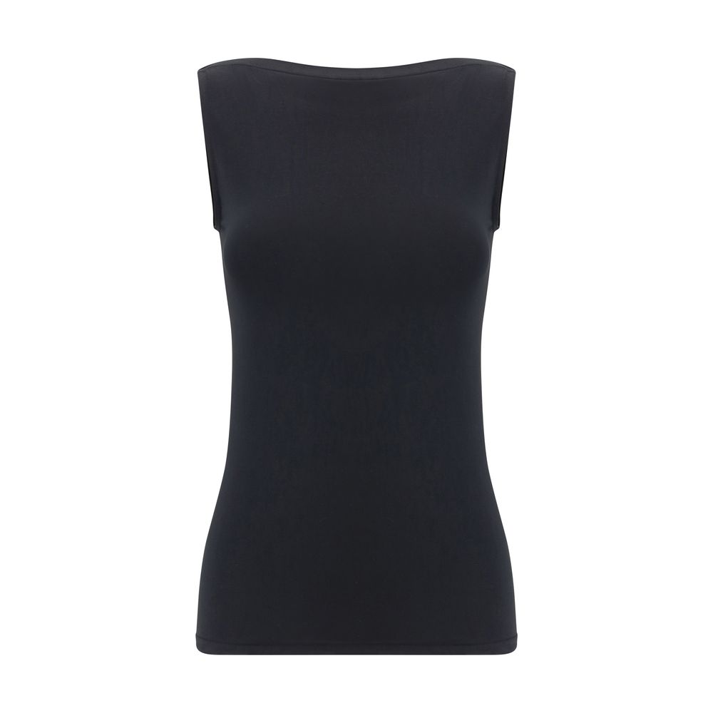 T-Shirt by Wolford for women in stretch modal polyester black & patterned showcases a chic silhouette, artfully detailed with a chic and sleeveless for a chic finish.