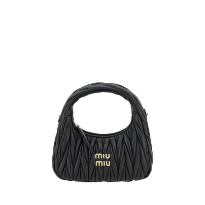 Miu Miu Wandler Lamb Leather Quilted Hobo Handbag - Black Patterned Signature Monogram
