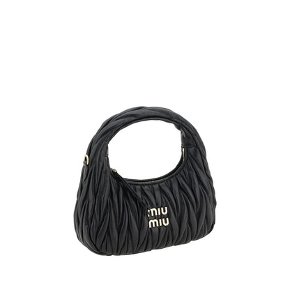 Miu Miu Wandler Lamb Leather Quilted Hobo Handbag - Black Patterned Signature Monogram