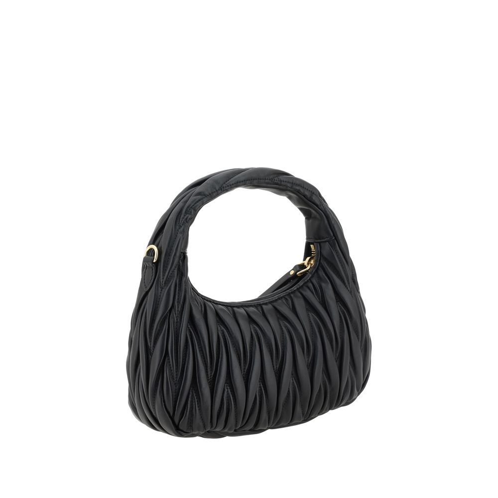 Miu Miu Wandler Lamb Leather Quilted Hobo Handbag - Black Patterned Signature Monogram