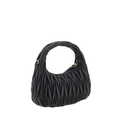 Miu Miu Wandler Lamb Leather Quilted Hobo Handbag - Black Patterned Signature Monogram