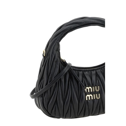 Miu Miu Wandler Lamb Leather Quilted Hobo Handbag - Black Patterned Signature Monogram