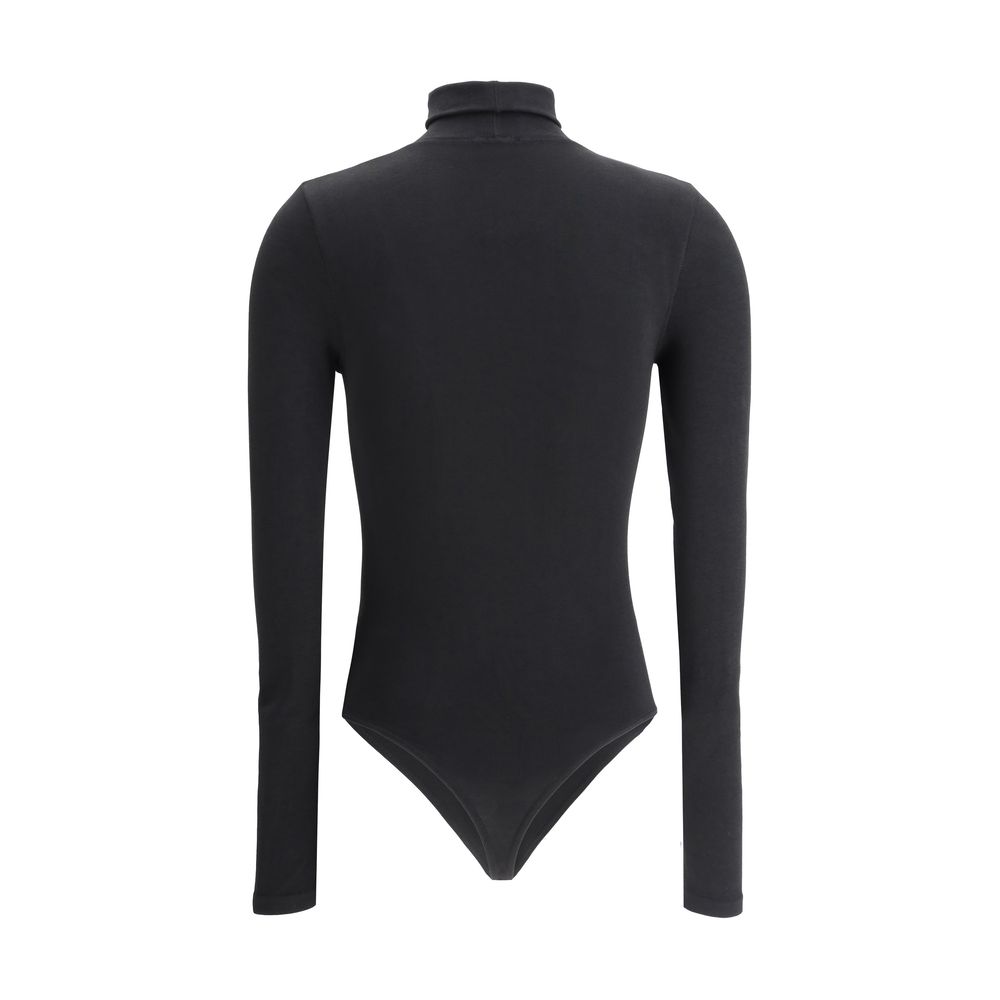 Bodysuit by Wolford for women in stretch polyamide cotton black & natural features a exclusive silhouette, artfully finished with a exclusive high-neck neckline and for a exclusive look.