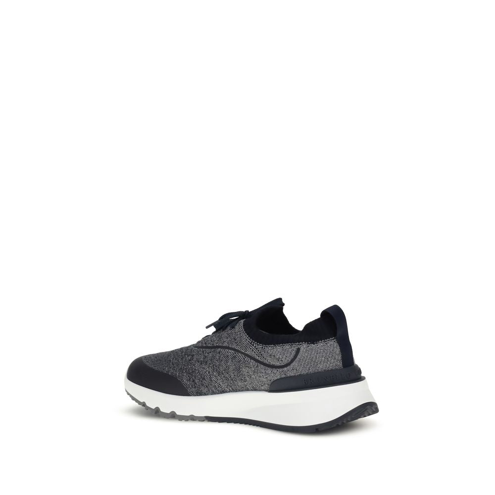 Athletic Sneakers by Brunello Cucinelli for men in tu & cotton gray features an exquisite silhouette, showcasing the premium athletic style of the Men's Athletic TU & Cotton Sneakers with an exquisite finish.
