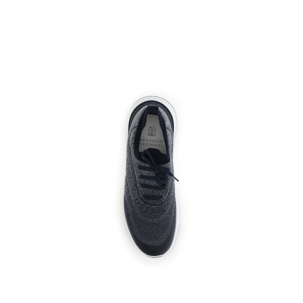 Athletic Sneakers by Brunello Cucinelli for men in tu & cotton gray showcases a architectural silhouette, artfully capturing the essence of the Men's Athletic TU & Cotton Sneakers with its signature architectural athletic style construction.