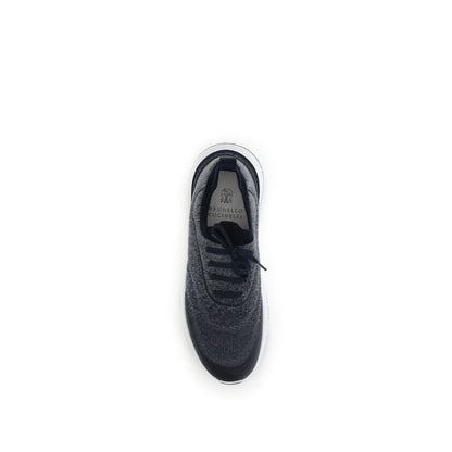 Athletic Sneakers by Brunello Cucinelli for men in tu & cotton gray showcases a architectural silhouette, artfully capturing the essence of the Men's Athletic TU & Cotton Sneakers with its signature architectural athletic style construction.