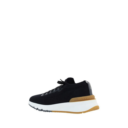 Athletic Sneakers by Brunello Cucinelli for men in cotton black & signature showcases an impeccable silhouette, defined by an impeccable athletic style design that perfectly captures the essence of the Men's Athletic Cotton Sneakers.