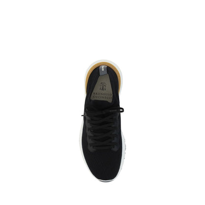 Athletic Sneakers by Brunello Cucinelli for men in cotton black & signature features an effortless chic silhouette, showcasing the signature athletic style of the Men's Athletic Cotton Sneakers collection with a truly effortless chic finish.