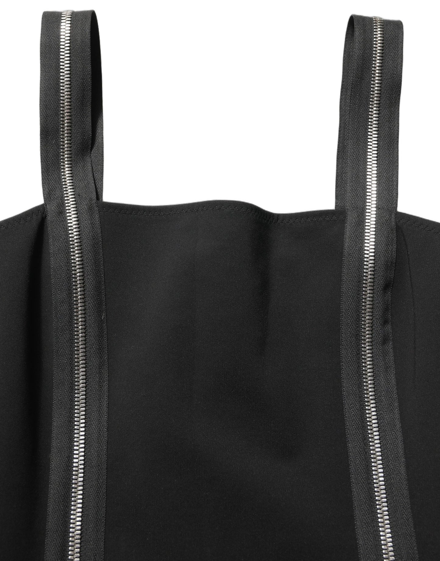 Dolce & Gabbana Black Sleeveless Front Zipper Midi Dress