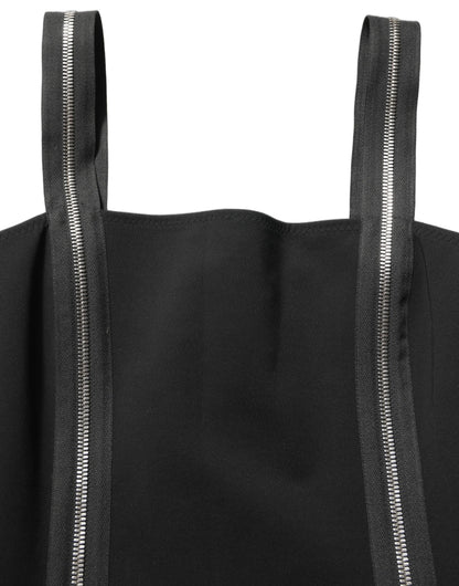 Dolce & Gabbana Black Sleeveless Front Zipper Midi Dress