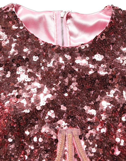 Dolce & Gabbana Pink Long Sequined Corset Detailing Gown Dress
