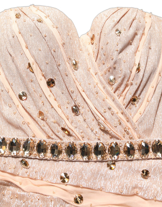 Dolce & Gabbana Nude Embellished Strapless Evening Gown Dress