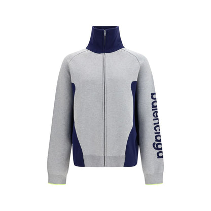 Activewear Sweatshirt by Balenciaga for men in polyamide cotton gray, jacquard & print features an streamlined silhouette, showcasing the streamlined high-neck neckline and with functional for a premium, athletic look.