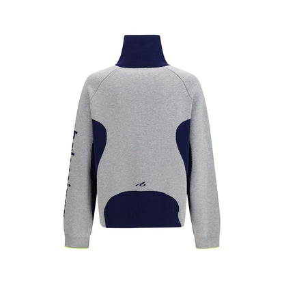 Activewear Sweatshirt by Balenciaga for men in polyamide cotton gray, jacquard & print presents a sporty silhouette, showcasing a sophisticated high-neck neckline and detailed with premium for a sporty finish.
