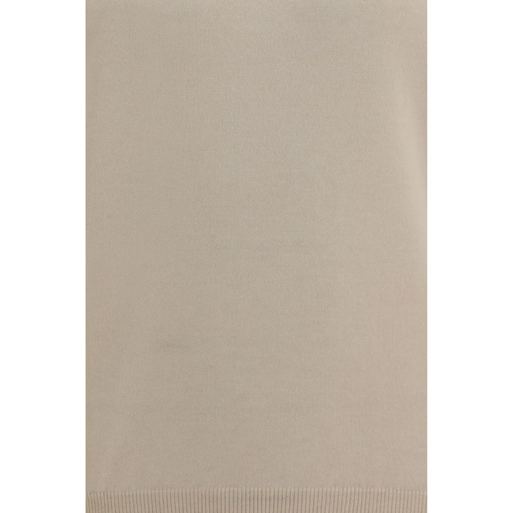 Sweater by Brunello Cucinelli for men in cashmere & capra leather beige & patterned showcases a discreet silhouette, finished with a discreet turtle high-collar neckline and for a discreet look.