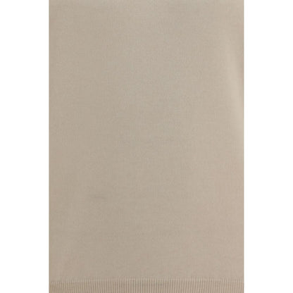 Sweater by Brunello Cucinelli for men in cashmere & capra leather beige & patterned showcases a discreet silhouette, finished with a discreet turtle high-collar neckline and for a discreet look.
