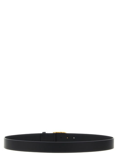 Balenciaga Bos Taurus Calfskin Leather Belt - Black Gold