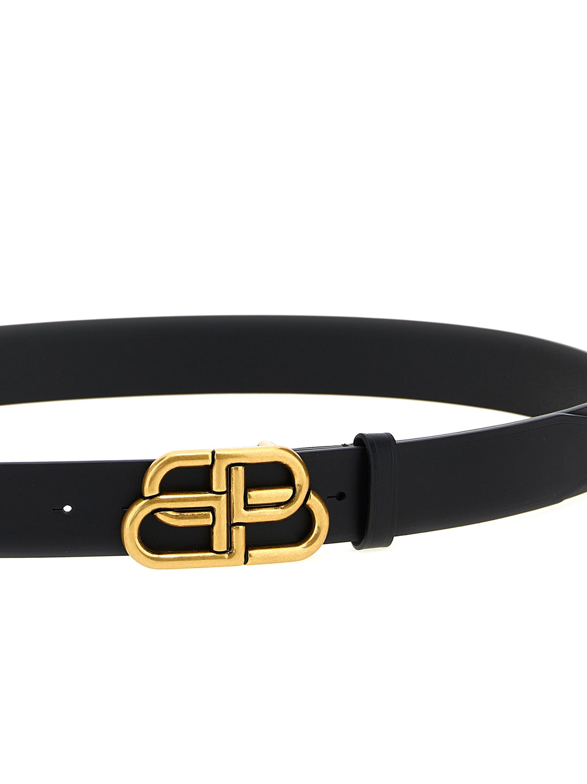 Balenciaga Bos Taurus Calfskin Leather Belt - Black Gold