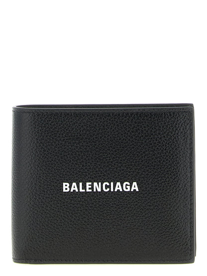 Balenciaga Cash Square Calfskin Leather Wallet - Black Print