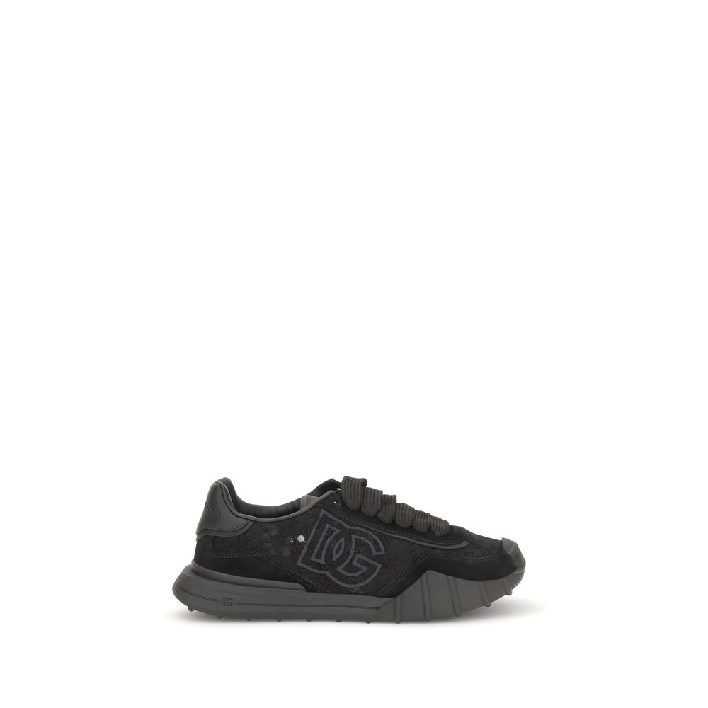 Sneakers by Dolce & Gabbana for women in polyester & bos taurus suede calf leather black features an fashionable silhouette, showcasing the premium Women's Chunky Polyester & Bos Taurus Suede Calf Leather Sneakers in a fashionable chunky style that offers a fashionable finish for refined style.