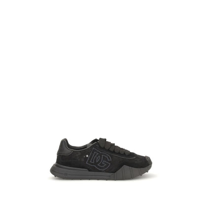 Sneakers by Dolce & Gabbana for women in polyester & bos taurus suede calf leather black features an fashionable silhouette, showcasing the premium Women's Chunky Polyester & Bos Taurus Suede Calf Leather Sneakers in a fashionable chunky style that offers a fashionable finish for refined style.