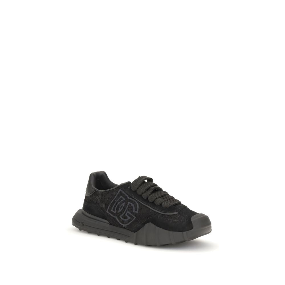 Sneakers by Dolce & Gabbana for women in polyester & bos taurus suede calf leather black features an versatile design from the Women's Chunky Polyester & Bos Taurus Suede Calf Leather Sneakers collection, highlighting a versatile chunky style for a premium, high-fashion look.
