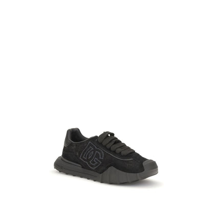 Sneakers by Dolce & Gabbana for women in polyester & bos taurus suede calf leather black features an versatile design from the Women's Chunky Polyester & Bos Taurus Suede Calf Leather Sneakers collection, highlighting a versatile chunky style for a premium, high-fashion look.