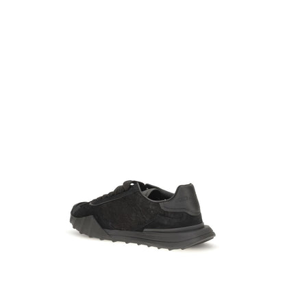 Sneakers by Dolce & Gabbana for women in polyester & bos taurus suede calf leather black presents a sumptuous silhouette, artfully capturing the essence of the Women's Chunky Polyester & Bos Taurus Suede Calf Leather Sneakers with its sumptuous chunky style design.