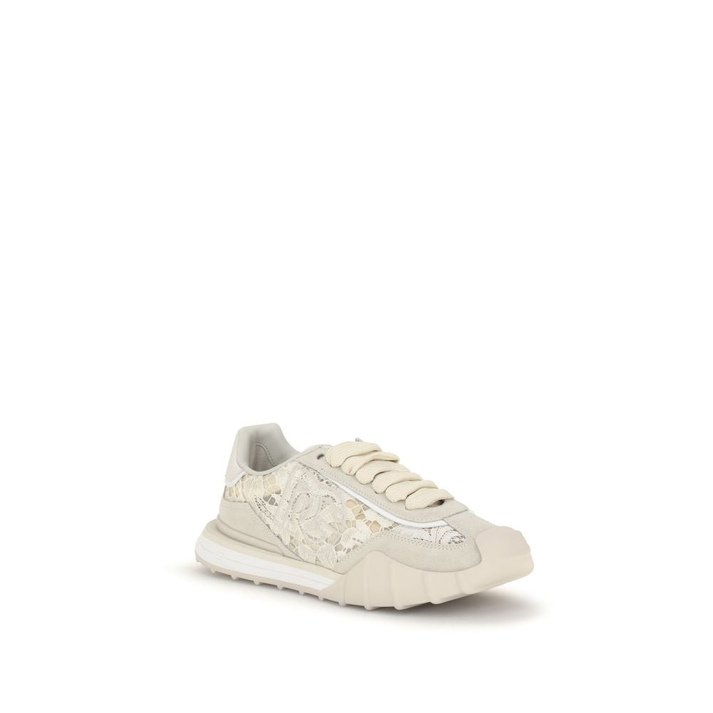 Sneakers by Dolce & Gabbana for women in polyester & bos taurus suede calf leather beige features an versatile design from the Women's Casual Polyester & Bos Taurus Suede Calf Leather Sneakers collection, highlighting a versatile casual style for a premium, high-fashion look.