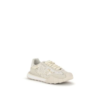 Sneakers by Dolce & Gabbana for women in polyester & bos taurus suede calf leather beige features an versatile design from the Women's Casual Polyester & Bos Taurus Suede Calf Leather Sneakers collection, highlighting a versatile casual style for a premium, high-fashion look.