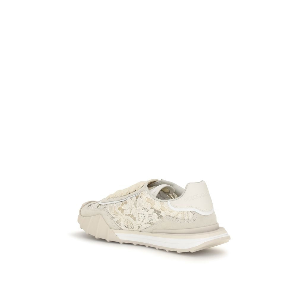 Sneakers by Dolce & Gabbana for women in polyester & bos taurus suede calf leather beige presents a on trend silhouette from the Women's Casual Polyester & Bos Taurus Suede Calf Leather Sneakers collection, showcasing a on trend casual style for an elevated aesthetic.