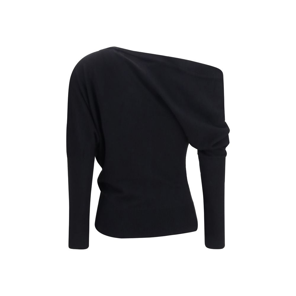 Sweatshirt by Tom Ford for women in silk & merino wool black features a unrivaled silhouette with a refined asymmetric neckline and unrivaled detailing for a sophisticated look.