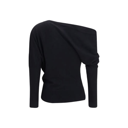 Sweatshirt by Tom Ford for women in silk & merino wool black features a unrivaled silhouette with a refined asymmetric neckline and unrivaled detailing for a sophisticated look.