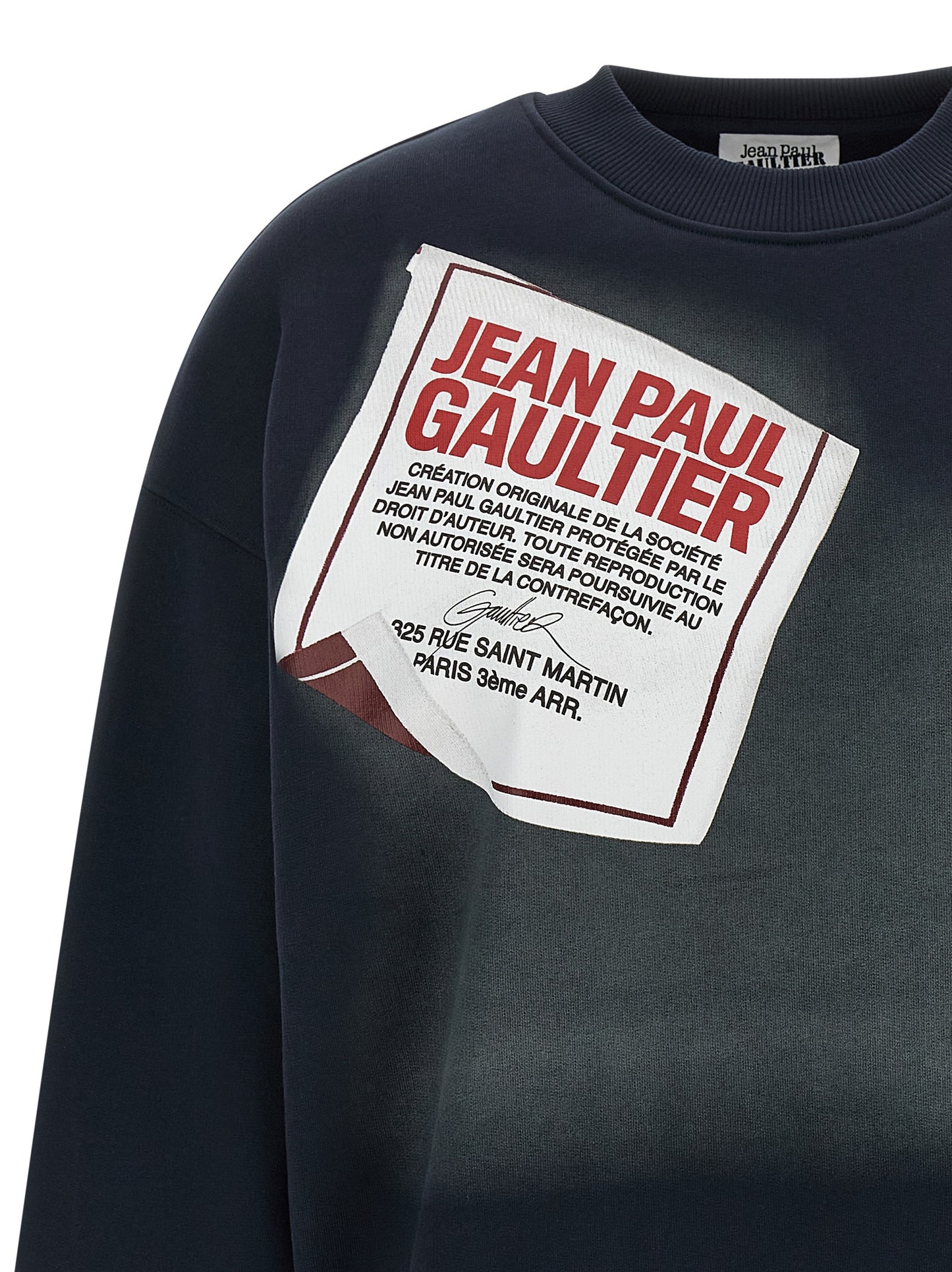 Activewear Sweatshirt by Jean Paul Gaultier for women in organic cotton gradient, blue & print features an streamlined silhouette, showcasing the streamlined crew neckline and with functional for a premium, athletic look.