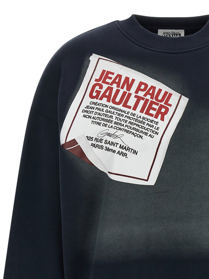 Activewear Sweatshirt by Jean Paul Gaultier for women in organic cotton gradient, blue & print features an streamlined silhouette, showcasing the streamlined crew neckline and with functional for a premium, athletic look.