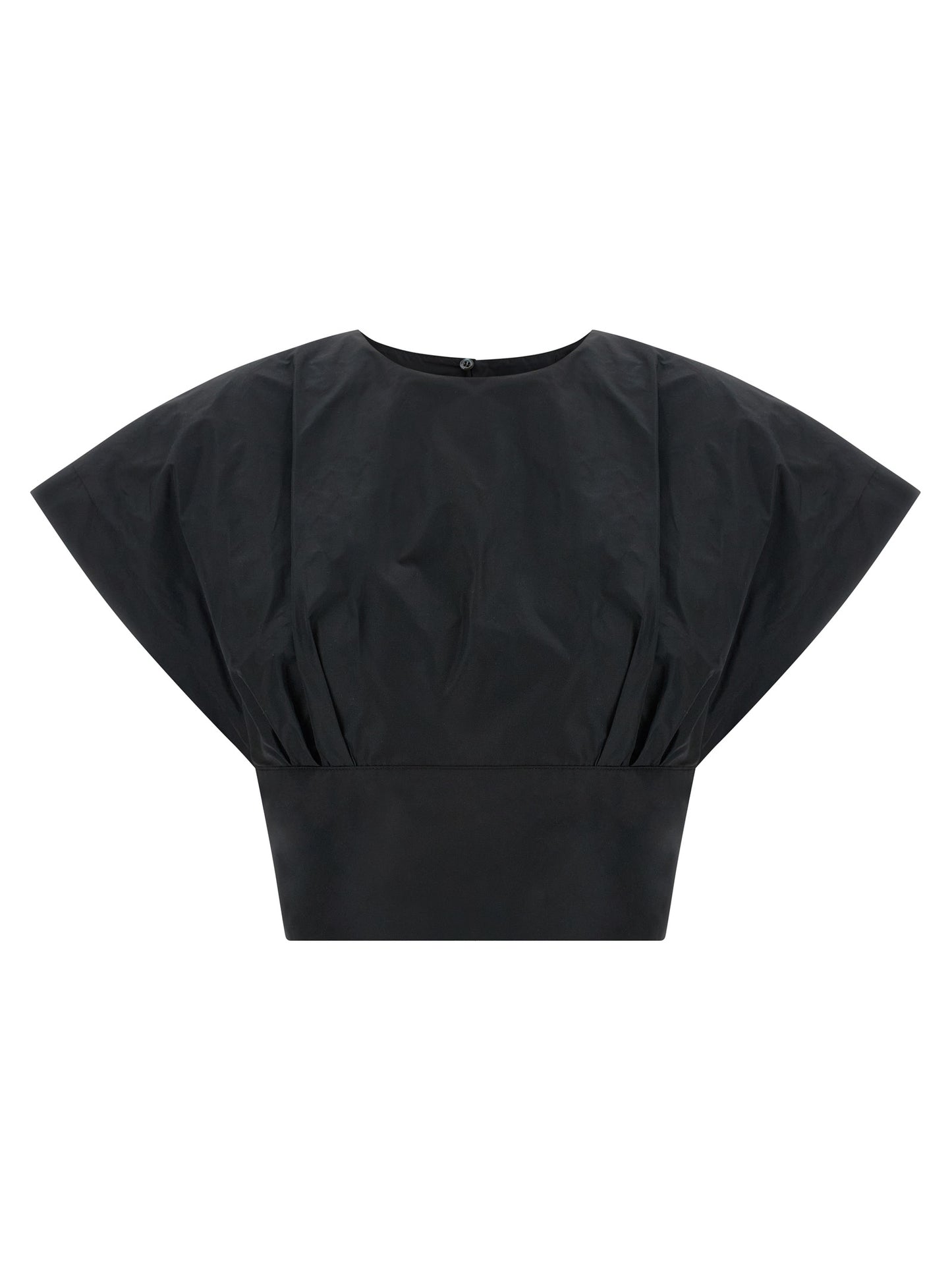 Blouse by PINKO for women in polyester black showcases a sleek silhouette, elegantly detailed with a sleek crew neckline and short-sleeve for a sleek finish.