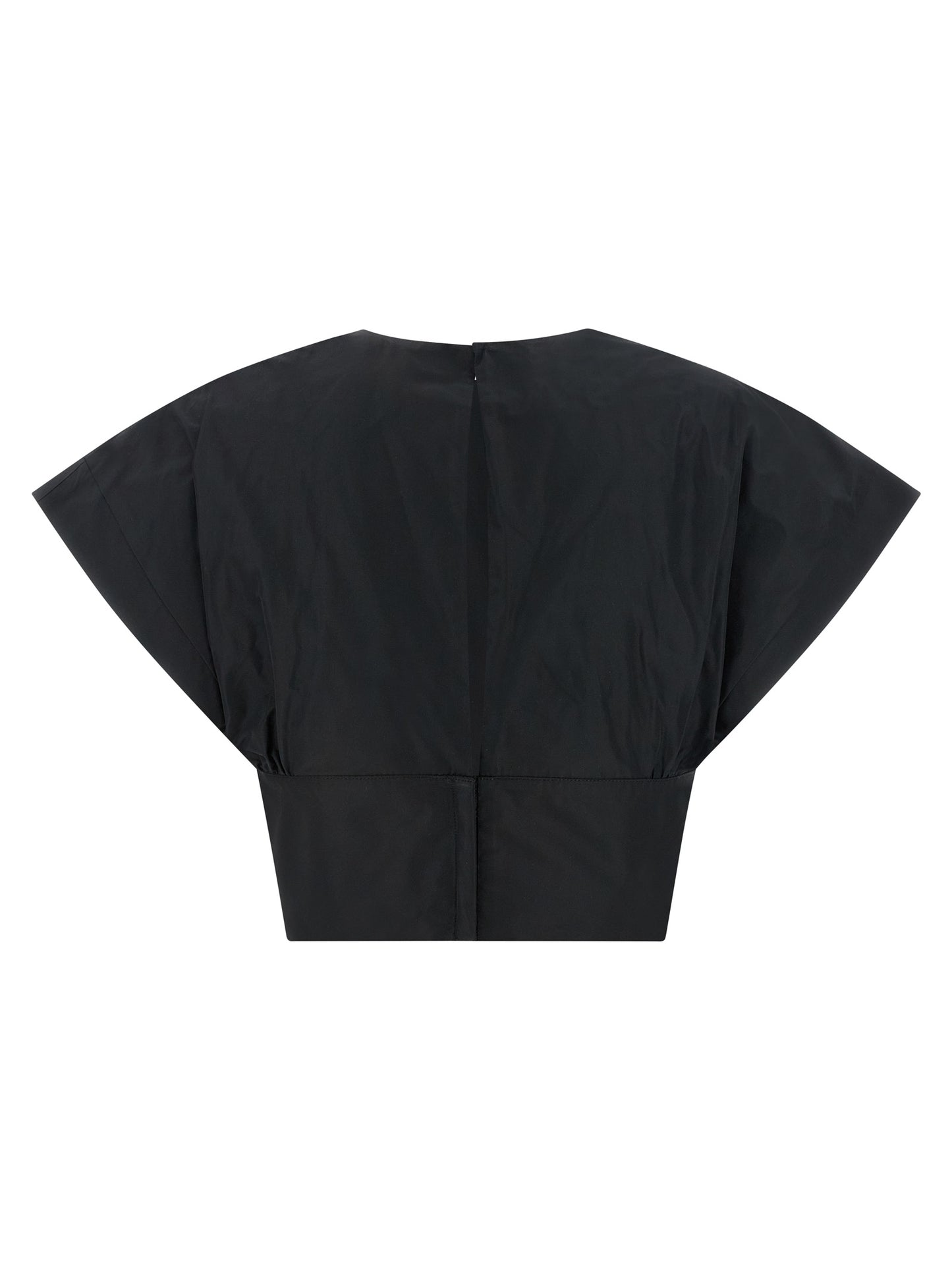 Blouse by PINKO for women in polyester black showcases a sharp silhouette, elegantly detailed with a sharp crew neckline and sharp .